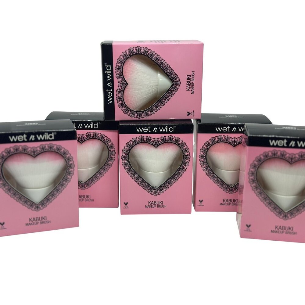 Wet‎ N Wild Kabuki Makeup Brush Set 6 Ultra Domed Powder Pink Heart Cosmetic NEW